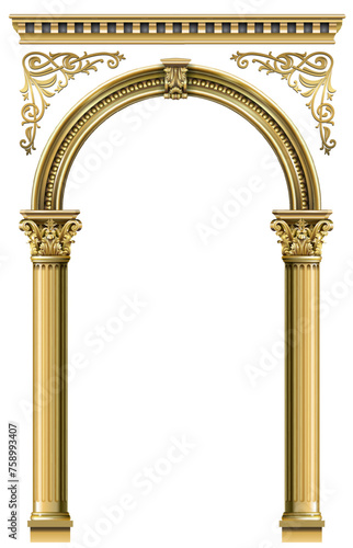 Gold classic frame of the rococo baroque door photo