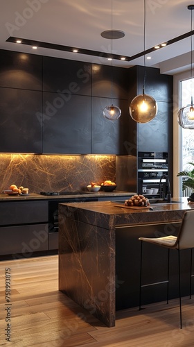 Luxury kitchen with a cutti...