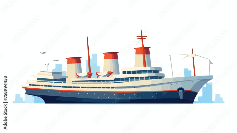 ship in flat design  flat vector isolated on white
