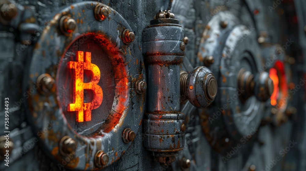 Metal Door With Bitcoin Symbol