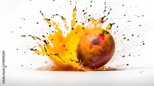 explosion mango on white background