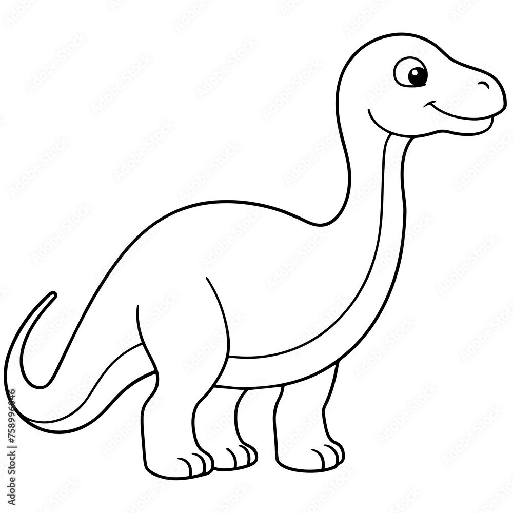 dinosaur drawing using only lines, line art to color and paint. Children's drawings.