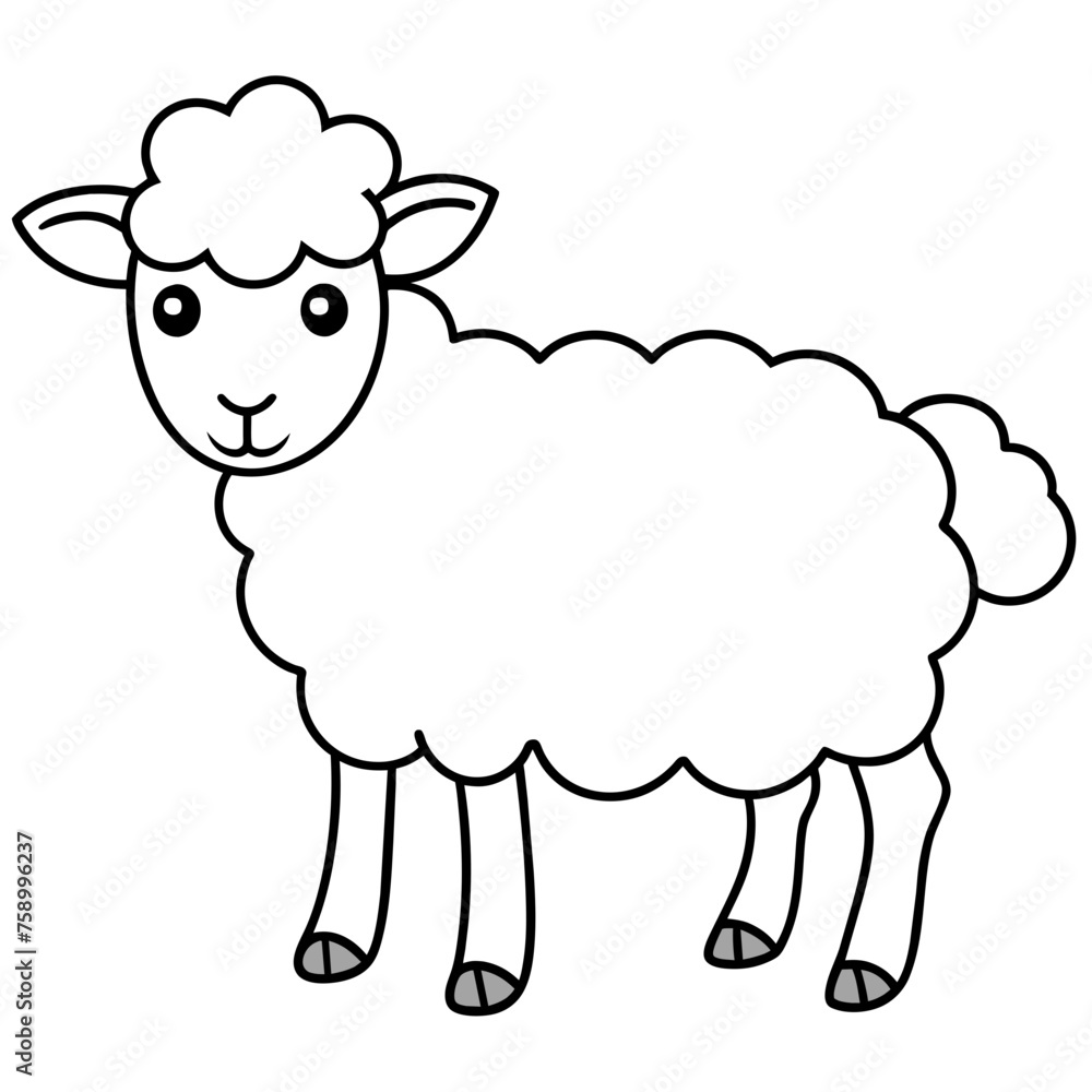 sheep drawing using only lines, line art to color and paint. Children's drawings. sheep drawing using only lines, line art to color and paint. Children's drawings.