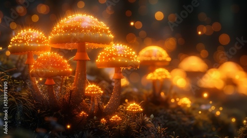 Group of Mushrooms Sitting in Grass