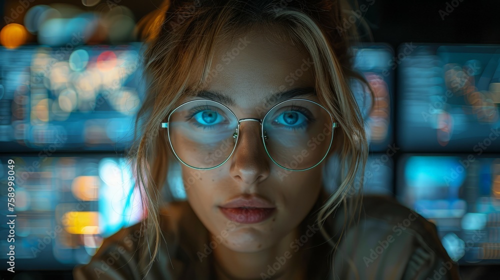 Woman With Glasses Looking at Camera