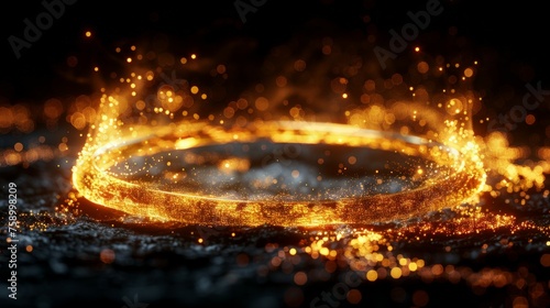 Glowing Fire Ring in Darkness