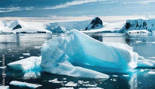 Ice on Antarctica, global warming, ecological concept. Generated with AI