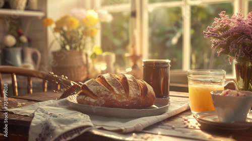 Cozy Breakfast in Morning Sunlight