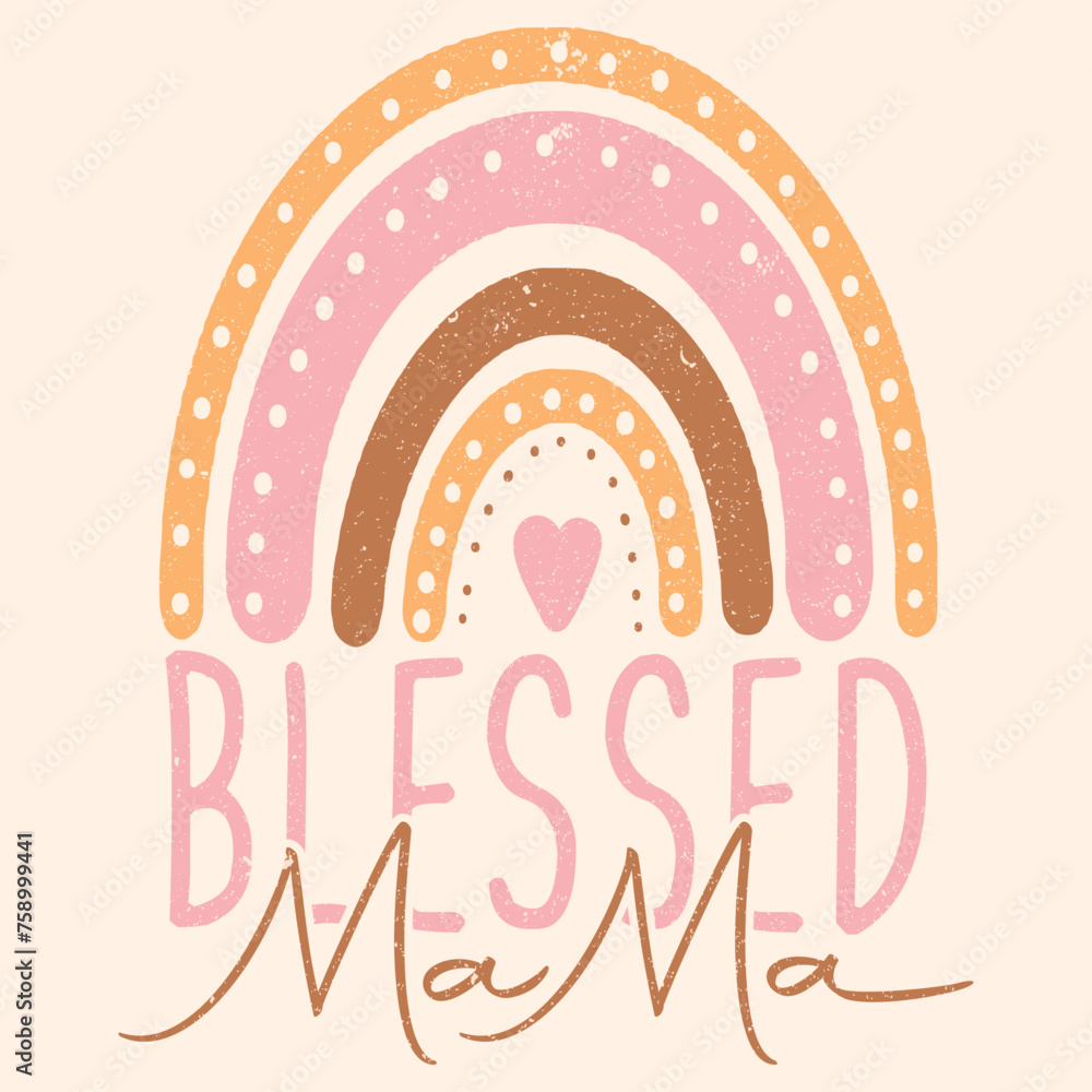 Rainbow Blessed mama Graphic Design Rainbow Blessed mama Graphic Design