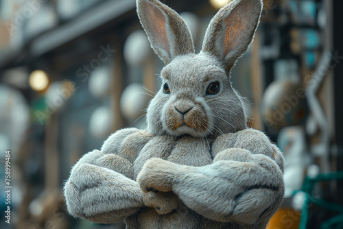 Muscular Easter Bunny Figure