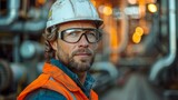 Man in Hard Hat and Glasses