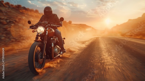 Person Riding Vintage Motorcycle on Dirt Road © Ilugram