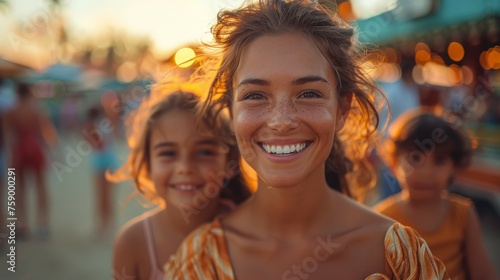 Woman and Girl on Beach