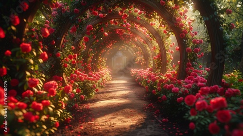Pathway Adorned With Red Flowers