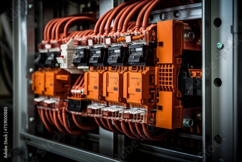 Close-up Image of a Copper Busbar System in an Industrial Power Distribution Unit