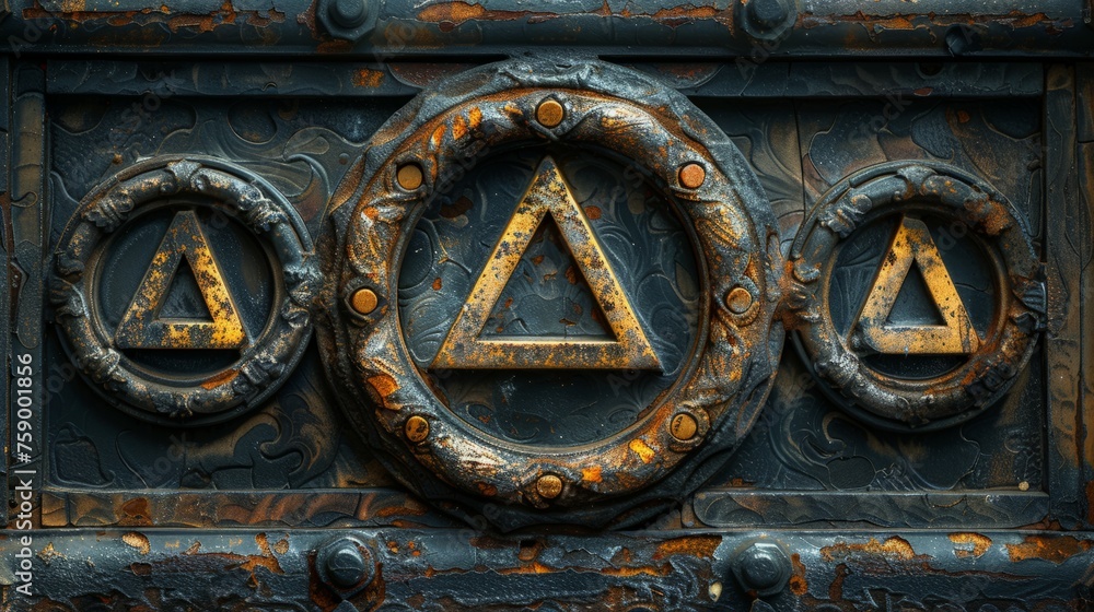Metal Object Featuring Triangle and Circles