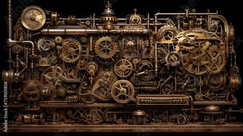 Fascinating collage showcasing an intricate steampunk contraption