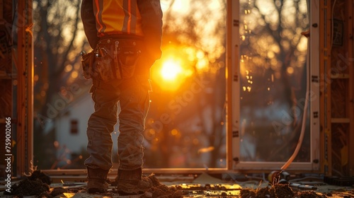Construction Worker Facing Sun
