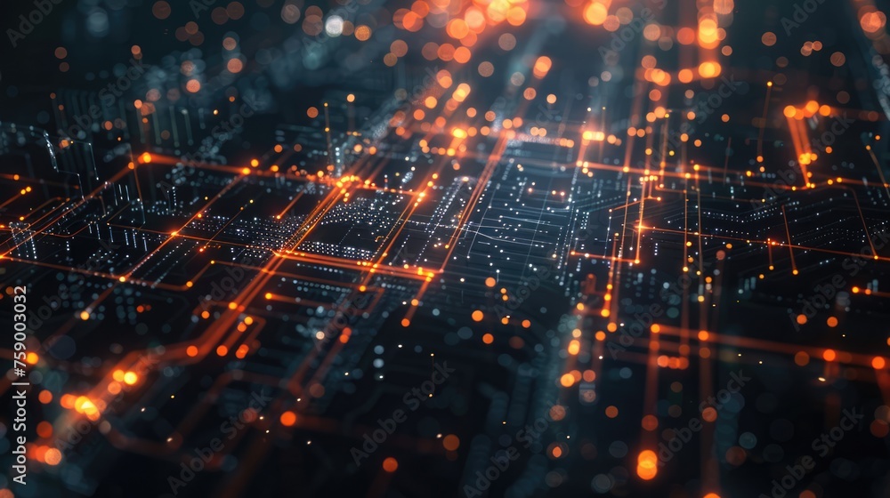 Obraz premium Abstract futuristic circuit board background. High computer, technology processor banner, AI