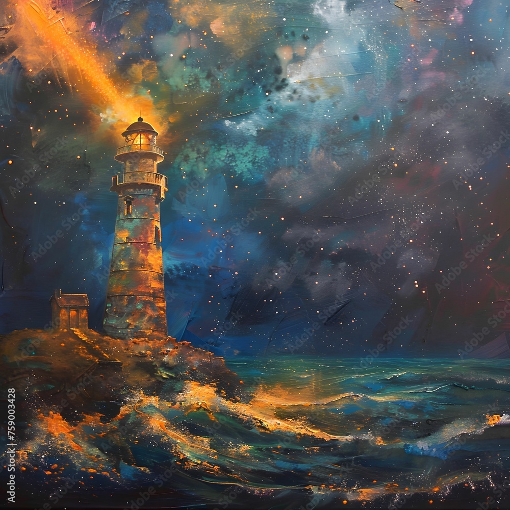 Sleepy lighthouse beam guiding ships Sleepy lighthouse beam guiding ships