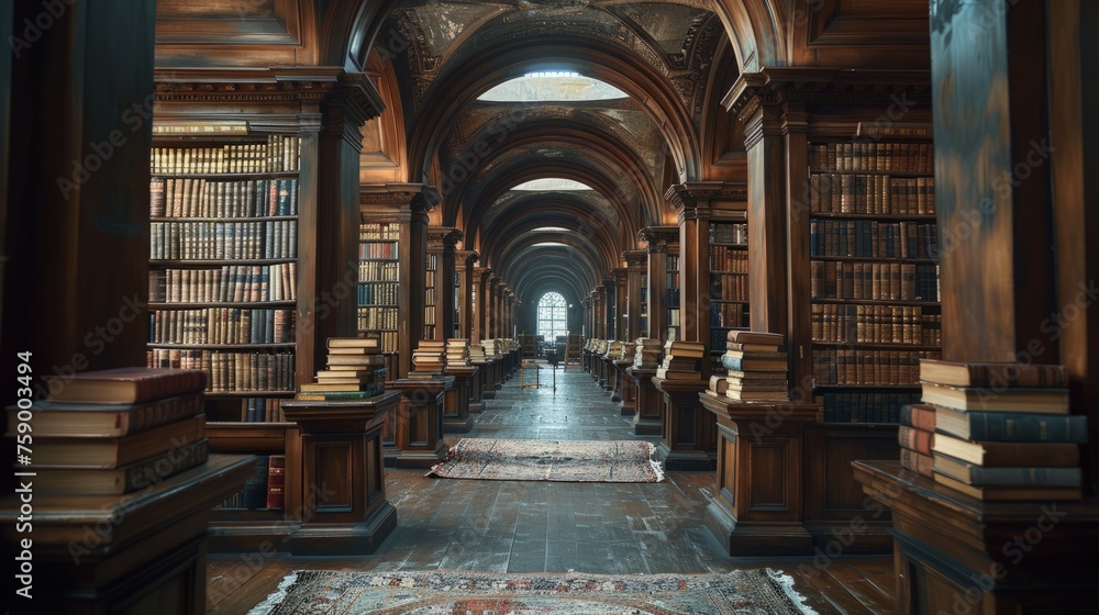 Vast Library Room Filled With Books