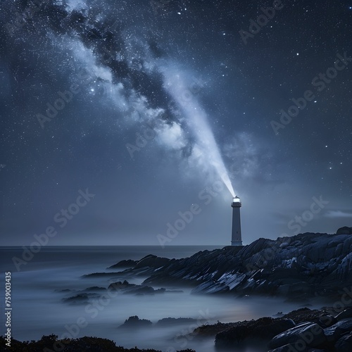 Sleepy lighthouse beam guiding ships