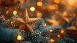Golden Star Atop Christmas Tree