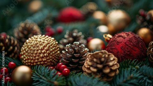 Pine Cones Adorning Christmas Tree