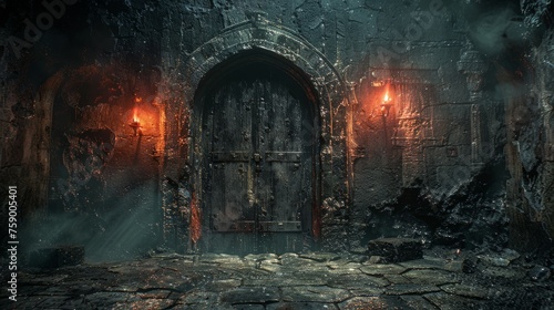 Mysterious Dark Room With Central Door