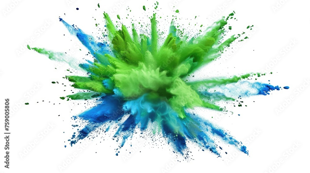 Vibrant green and blue powder explosion