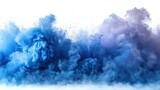 Artistic cloud of blue powder resembling a storm