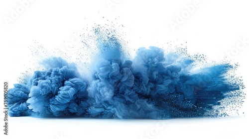 Blue smoke clouds rolling on white surface © Настя Олейничук