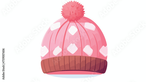 Pink knitted hat for girls. Cute baby knitted warm  © Hassan