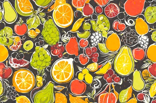 Fresh fruits colorful background withnatural concept healty food