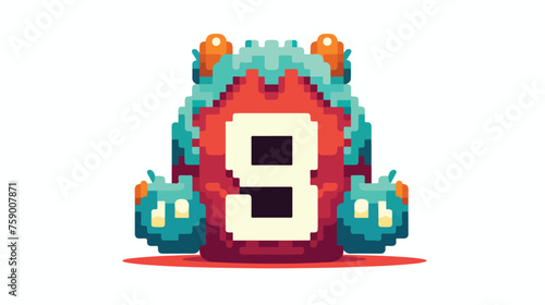 Pixel art monster logo icon vector 8 bit arcade game