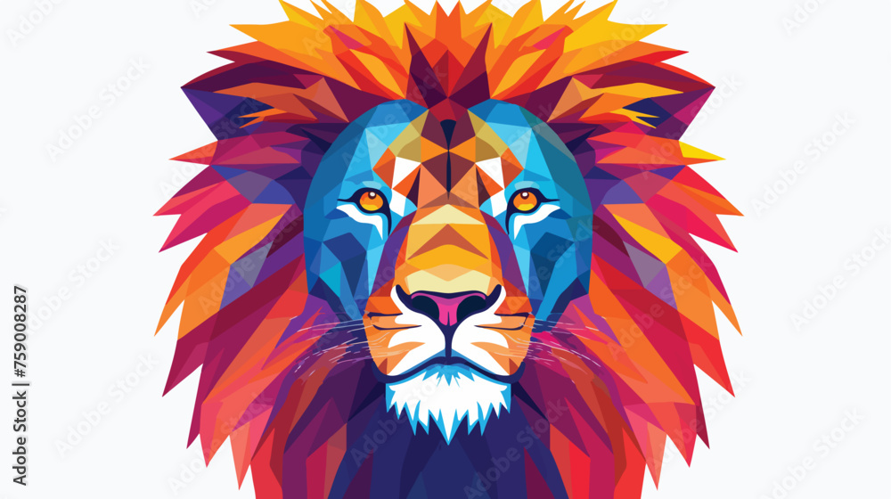 pop art lion flat vector isolated on white background