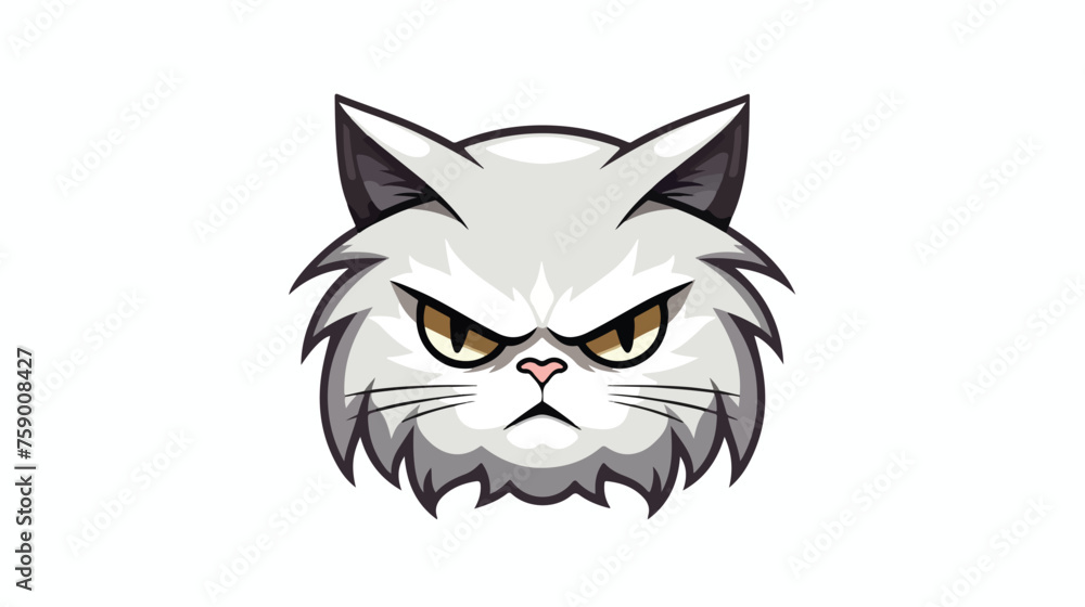 Pouting cat face icon design.  flat vector