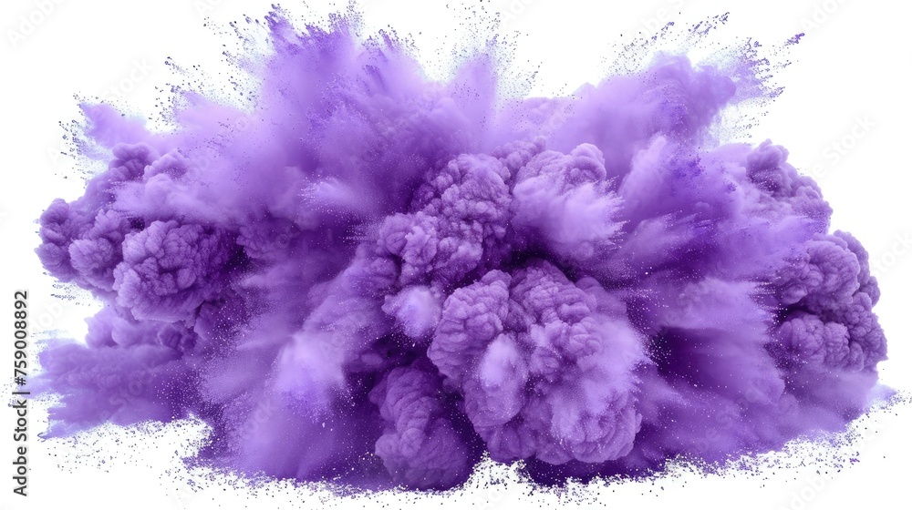 Vibrant purple cloud explosion isolated on white