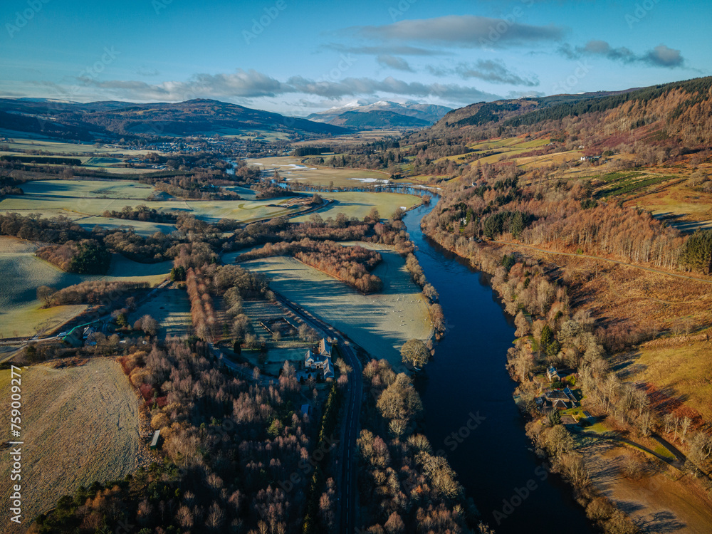 Aberfeldy, Perthshire, Scotland. Landscape scenery. River Tay.