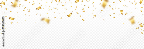 Vector gold confetti png. Confetti falling. Confetti, serpentine, tinsel. Decoration for the holiday. Birthday.