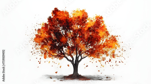 fire tree on white background