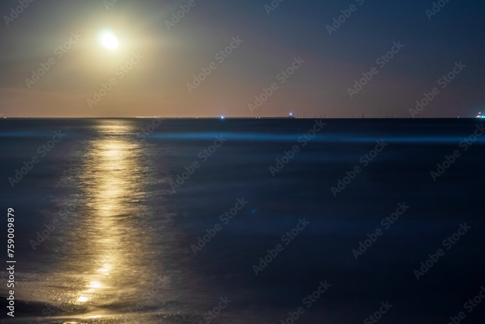 Fototapeta premium Moon over the sea - Europe, Romania, Constanta region, 2023 year