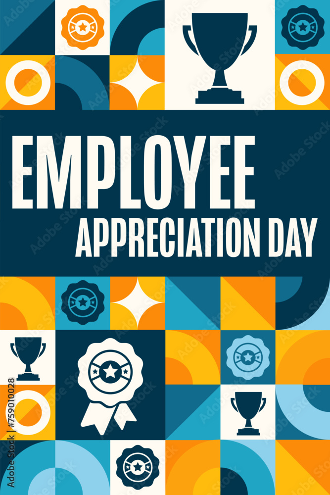 Employee Appreciation Day. Holiday concept. Template for background, banner, card, poster with text inscription. Vector EPS10 illustration.