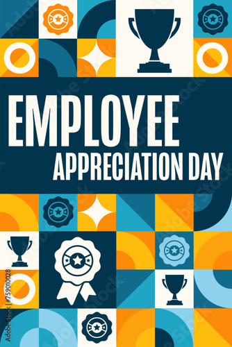 Obraz na płótnie Employee Appreciation Day. Holiday concept. Template for background, banner, card, poster with text inscription. Vector EPS10 illustration. w salonie