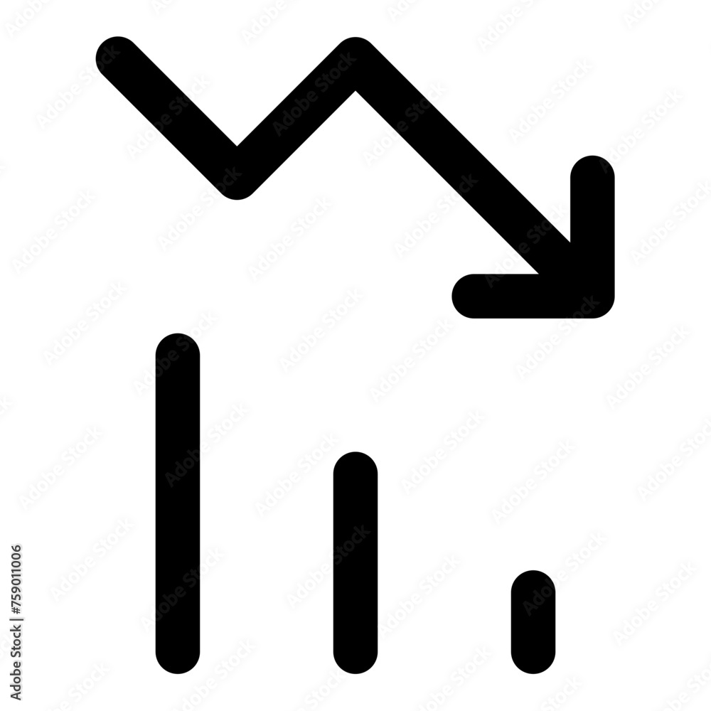 Statistic down icon in outline style. Simple decrease vector illustration — pixel-perfect icon Statistic down icon in outline style. Simple decrease vector illustration — pixel-perfect icon