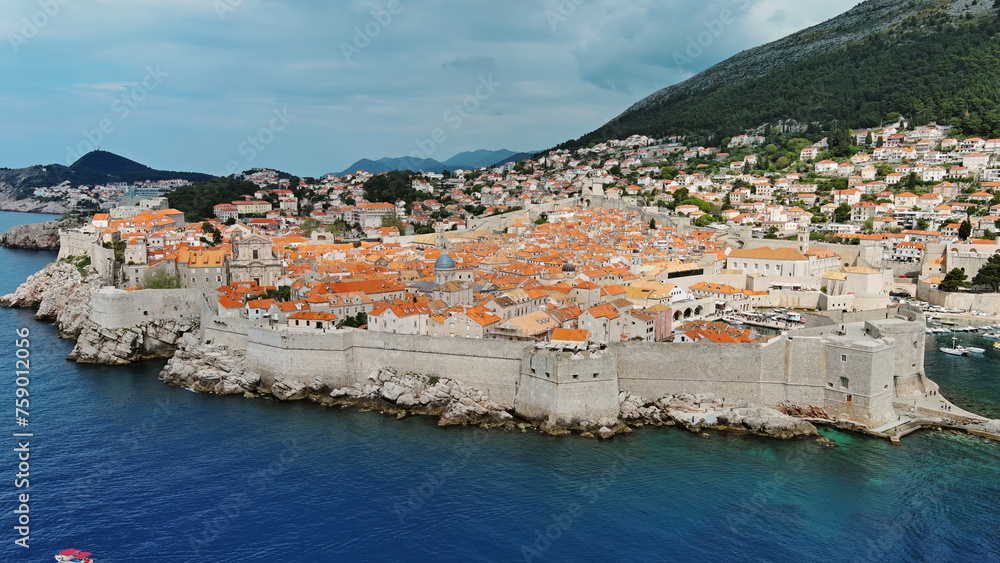 Aerial view of Dubrovnik city in Croatia