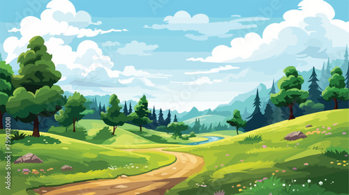 Road to nature backgroud vector illustration