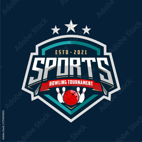 professional bowling club badge logo design