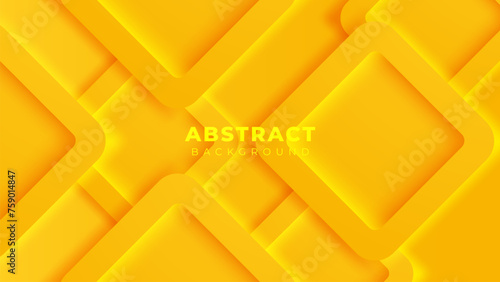 3D yellow geometric abstract background overlap layer on bright space with rounded rhomb effect decoration. Graphic design element modern style concept for banner, flier, card, cover, or brochure