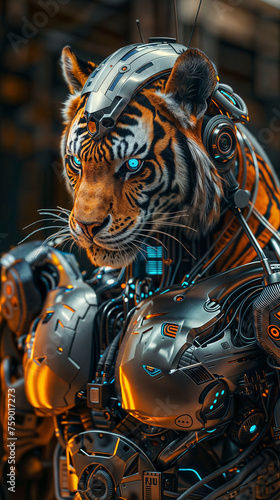 Tiger Warrior Cyborg Cyberpunk Cinematic Concept Art Fantasy character V1 29
